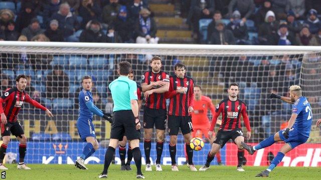 Riyad Mahrez's free-kick was scored in the sixth minute of stoppage time