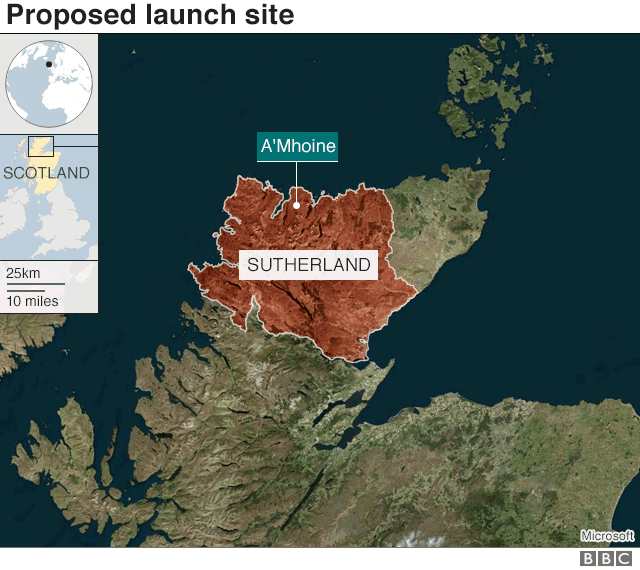 Map showing proposed launch site