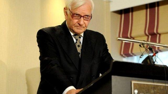 Harvey Proctor speaks at a news conference