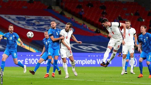 Declan Rice scores for England against Iceland in the Nations League