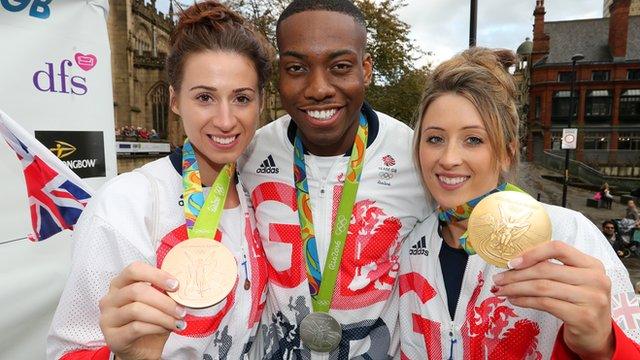 Bianca Walkden, Lutalo Muhammad and Jade Jones