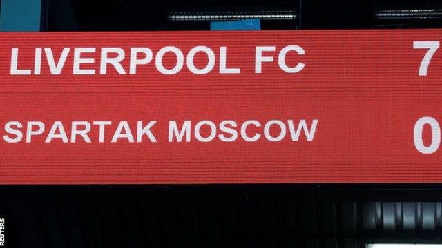 This was the second time Liverpool scored seven in this season's Champions League group stage having beaten Maribor in Slovenia by the same score in October