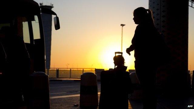 Tourists leave Tunisia at the Enfidha International airport