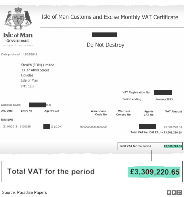 Document extract showing VAT refund