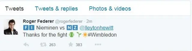 Roger Federer tweet