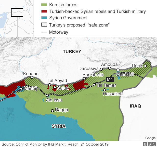 Map showing control of northern Syria (21 October 2019)