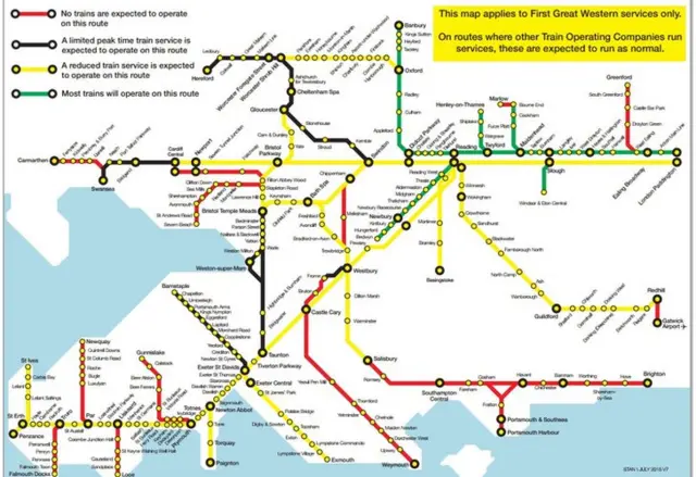 Map of strike action disruption