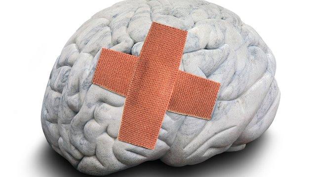 Brain with plaster on