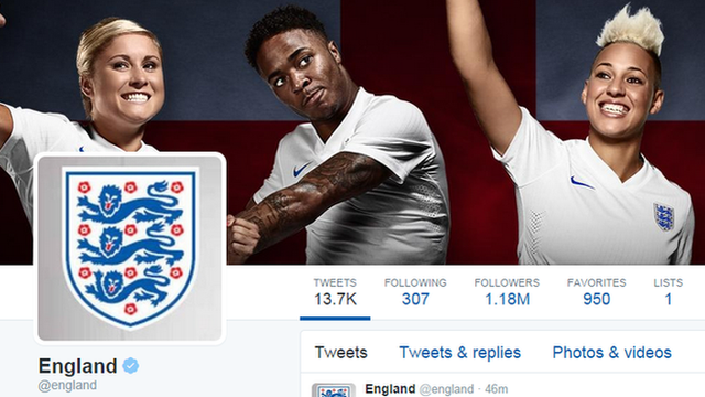 The Twitter feed of the official @England national team account