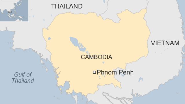 Cambodia covers 69,898 sq miles (181,035 sq km) and is bordered by Thailand, Vietnam and Laos