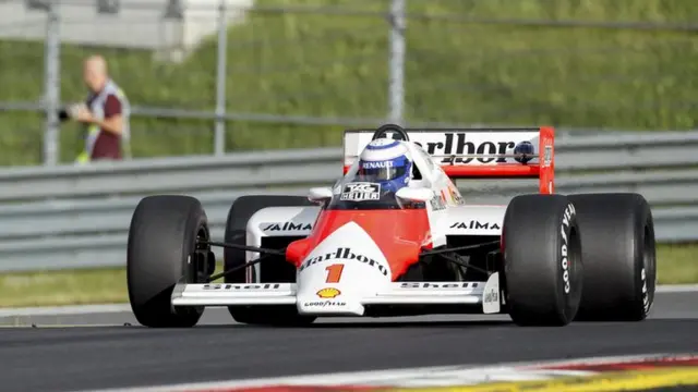 Alain Prost in action during a training session for the "Race of Legends" during the Formula One Grand Prix of Austria at the Red Bull Ring