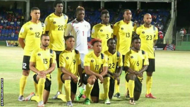 Nathaniel Jarvis (back row, far left) lines up for Antigua and Barbuda