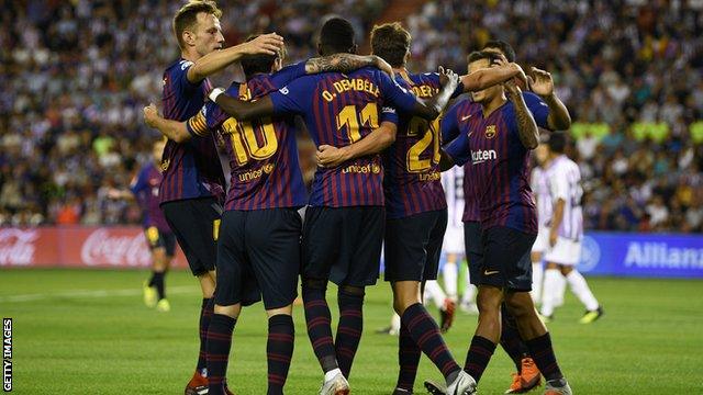 Barcelona players celebrate