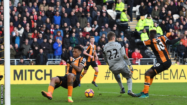 Hull City take the lead against Liverpool