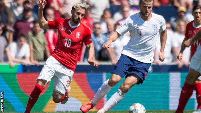 Josip Drmic in action for Switzerland against England