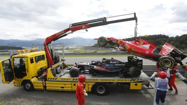 Both Ferrari and McLaren cars are removed from the track in Austria