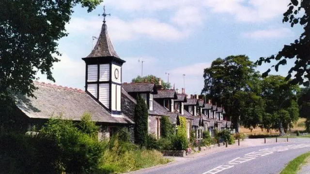 The A713, between Castle Dougas and Dalry, goes through the village of Parton