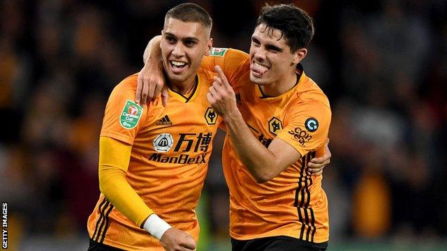 Bruno Jordao celebrates for Wolves