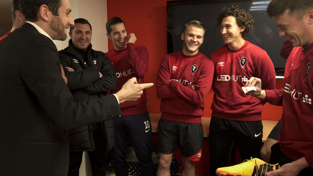 Salford City with magician Jamie Raven