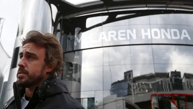 Fernando Alonso outside the McLaren facility