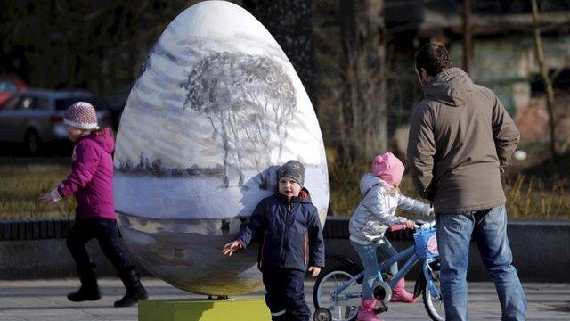 Egg display in Ogre Latvia