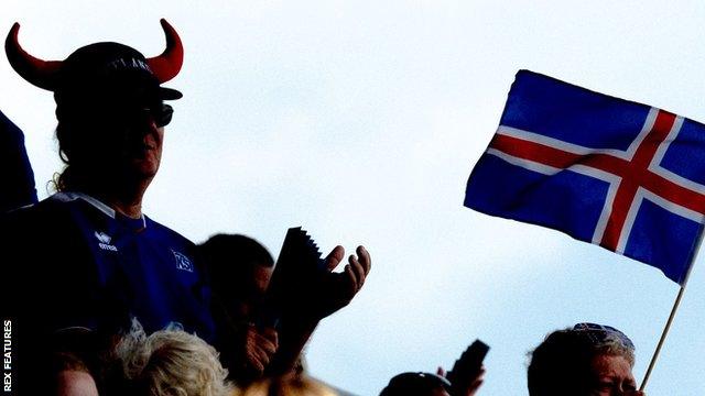 Iceland fans at the Euro 2022 game with Italy at Manchester City's Academy Stadium