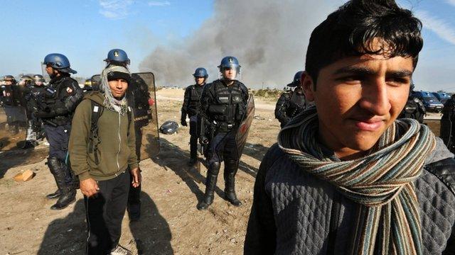 Migrants after the demolition of the Jungle