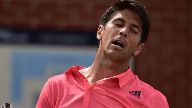 Verdasco reacts to playing a poor shot