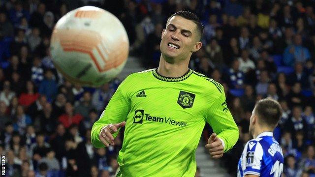 Cristiano Ronaldo reacts against Real Sociedad in the Europa League