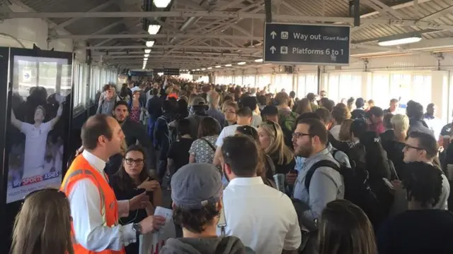 Clapham Junction packed with commuters