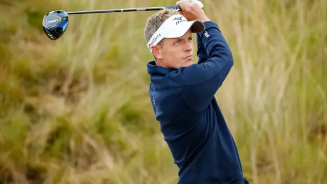 Luke Donald in action earlier in the day