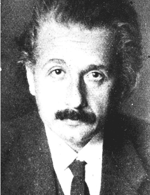 grainy black and white photograph of Albert Einstein