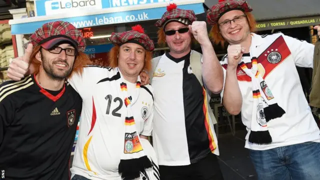 Germany fans with some familiar headwear