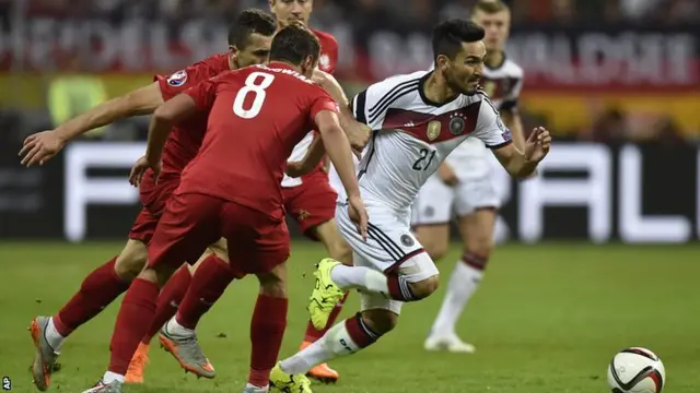 Germany's Ilkay Gundogan in action against Poland