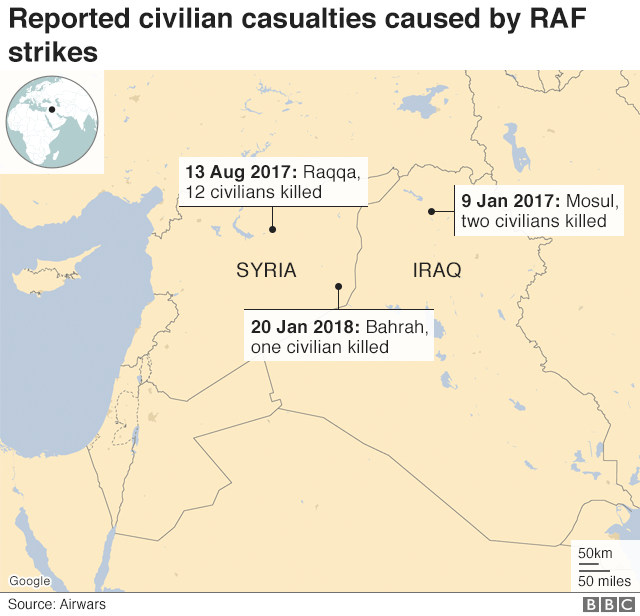 Reported civilian casualties caused by RAF strikes