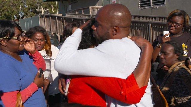 Robert Jones hugs mother on release