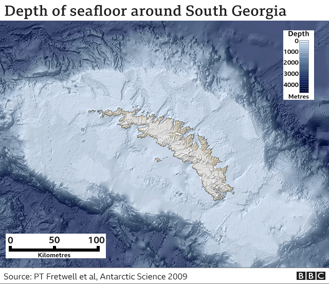 Map of continental shelf