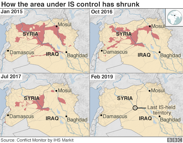 Map showing how the area under IS control has shrunk