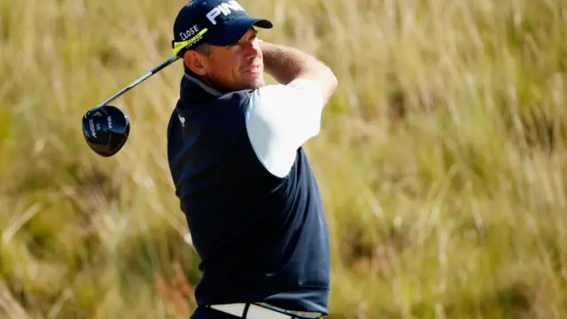 Lee Westwood in action earlier in the day