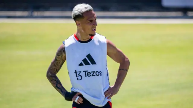 Antony of Manchester United in action during pre-season training