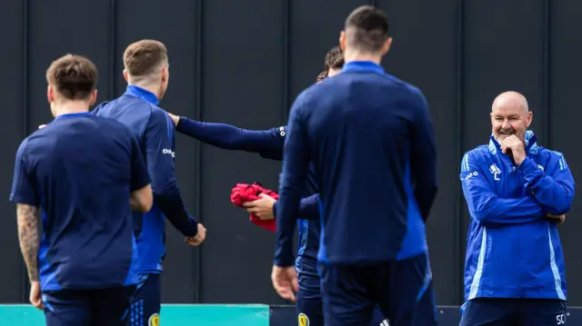 Steve Clarke oversees Monday's Scotland training