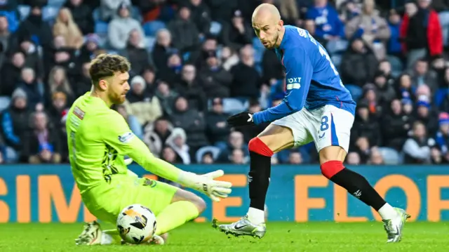Vaclav Cerny scores for Rangers against St Johnstone