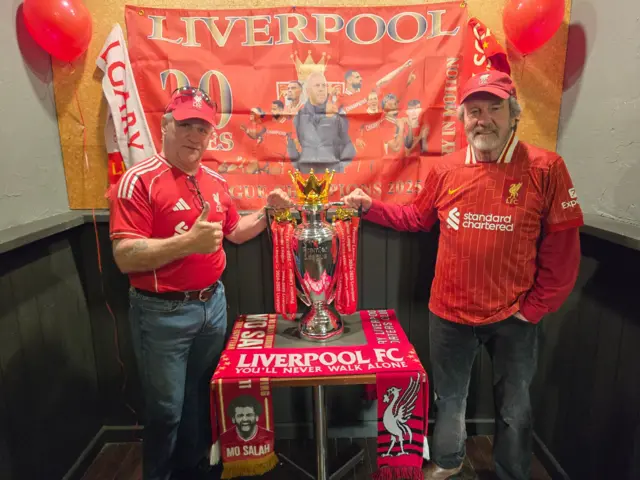 Supporters club in Calgary Alberta Canada. Man on the right is Brian 'Griff' Griffiths formerly of Merseyside band The Big Three.