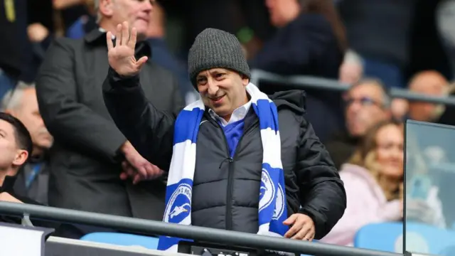 Tony Bloom, majority owner and chairman of Brighton and Hove Albion, during the Premier League match between Manchester City and Brighton & Hove Albion at Etihad Stadium on October 21, 2023