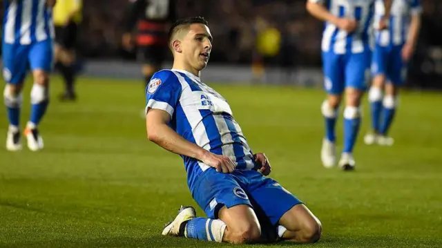 Anthony Knockaert of Brighton & Hove Albion celebrates