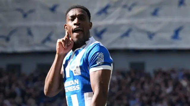 Danny Welbeck celebrates a goal for Brighton
