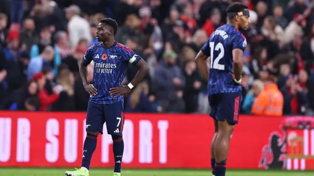 A dejected Bukayo Saka of Arsenal 