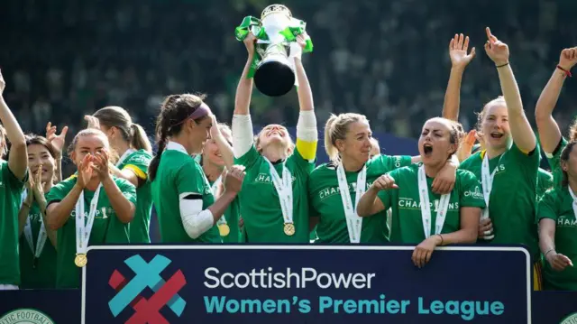 Celtic lift the SWPL trophy