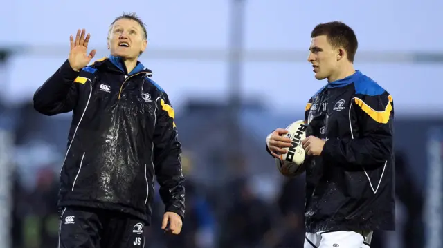 Joe Schmidt and Andrew Conway preparing for a Leinster game