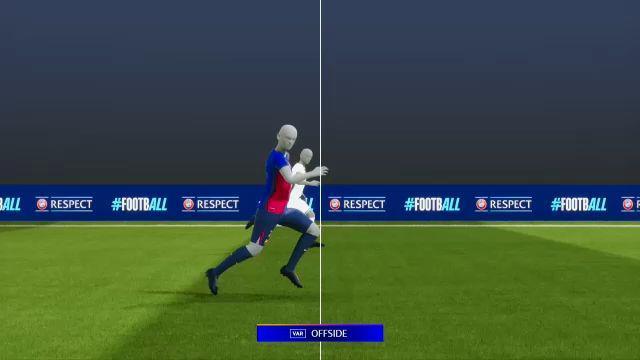 A graphic showing a semi-automated offside decision